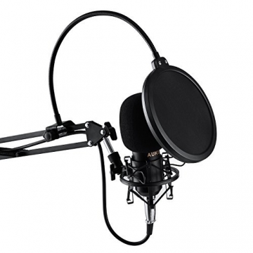 Mikrofon-Kit,Mikrofonständer Computer Mikrofon Set Kondensator Mikrofon Set Pro mit Ständer Popschutz geeignet für Studio und Rundfunk Aufnahmen 