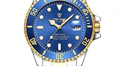 TEVISE - Mechanische Automatische Herrenuhr - Silber/Gold/Blau ✪