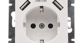 USB Steckdosen 55mm x 55mm Schuko Wandsteckdose Unterputz mit 2 USB 2.8A ✪