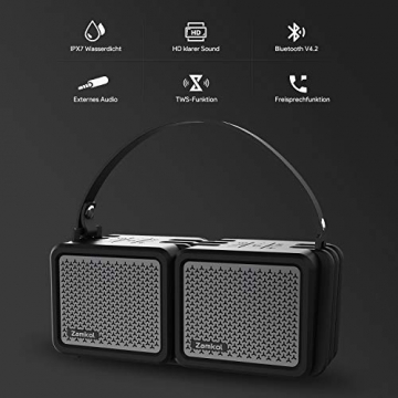 Zamkol Bluetooth Lautsprecher Subbass 25 Watt IPX7 Wasserfest ✪