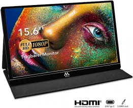 Tragbarer Monitor - 15,6 Zoll IPS Bildschirm 1920×1080 Full HD mit USB-C/Typ-C Mini-HDMI für PC, Handy, Xbox, PS4 usw, mit Schutzhülle ✪