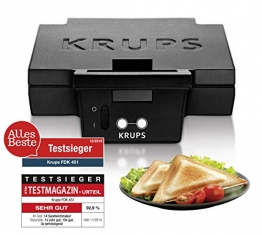 Krups Sandwichmaker FDK451 | Für gegrillte Sandwichtoasts in Dreiecksform | Antihaftbeschichtete Platten (herausnehmbar, spülmaschinengeeignet) | Aufheiz- und Temperaturkontrollleuchte | 850W ✪