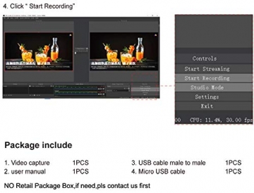 HDMI-zu-USB 2.0 - 1080p 30fps Capture Card mit HDMI Durchgang ✪
