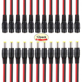 QitinDasen 12 Paar Premium DC Power Pigtail Kabel, 5.5 X 2.1mm Männlich Stecker und Weiblich Buchse ✪