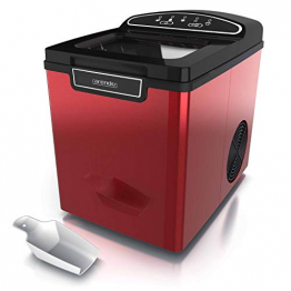 Arendo - Eiswürfelmaschine Edelstahl - 1,8 Liter - Eismaschine mit Kühlung - Eiswürfel Größen small und large - Status LEDs - ABS- BPA frei ✪