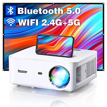 BOMAKER Cinema 500 MAX Beamer - 2.4G & 5G WiFi / Bluetooth 5.0 / Native 1080P / 4P-Trapezkorrektur ✪