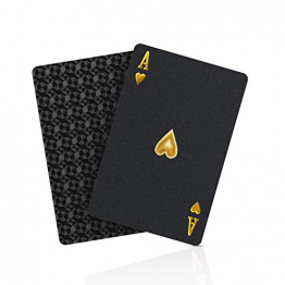 Pokerkarten Schwarz/Gold aus Kunststoff und damit wasserdichte Spielkarten ✪